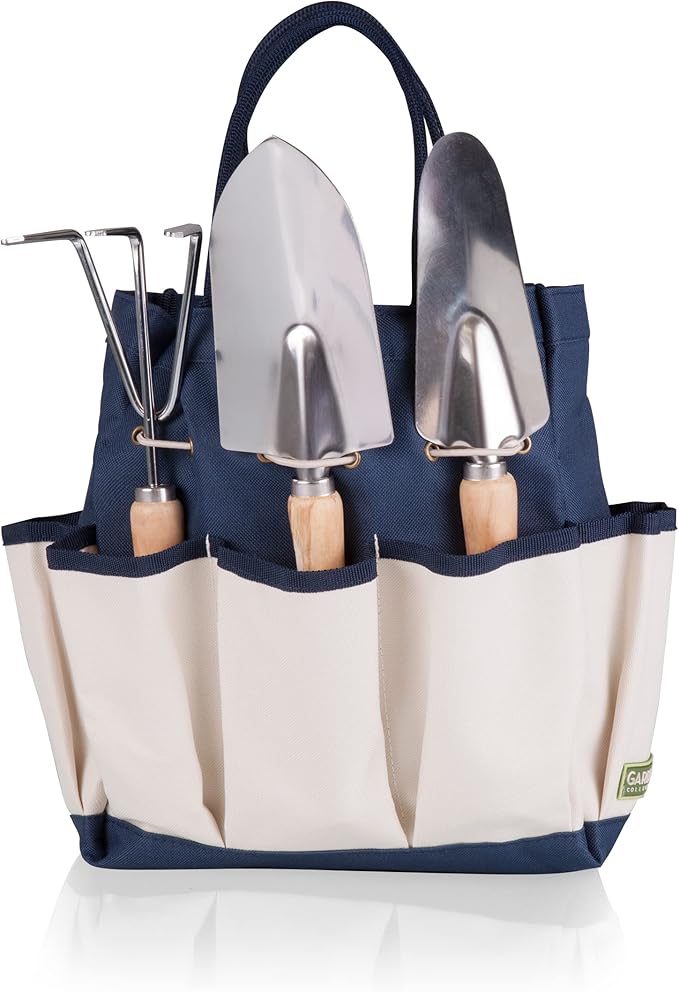 PICNIC TIME Disney Mickey Mouse Garden Bag with Tool Set, Garden Tool Organizer Bag, Gardening Tools Gifts for Women and Men, (Navy Blue with Beige Accents)