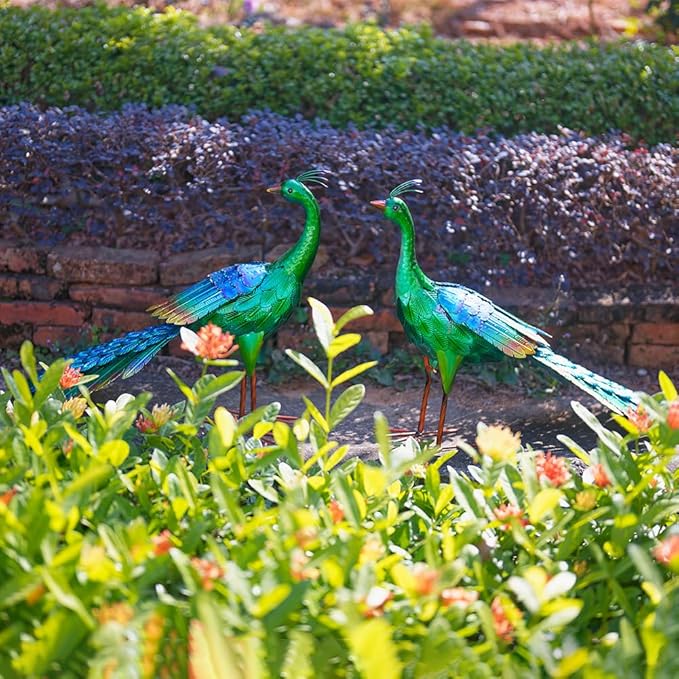 DREAMSOUL Peaock Garden Statues Metal Garden Sculptures & Statues Peacock Statue for Patio Yard Gift