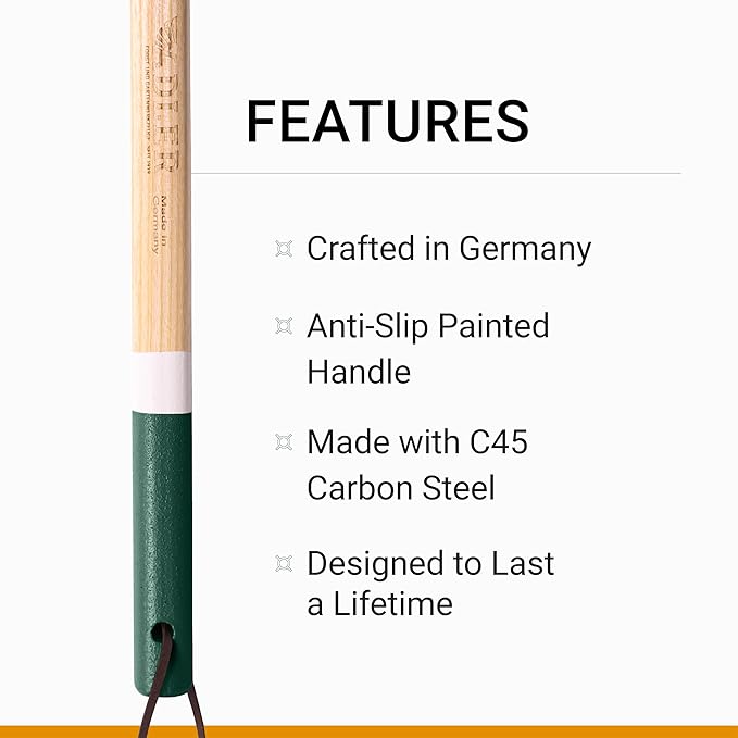 Adler - The Daisy Garden Hoe, Heavy Duty Yard Tool Lawn Care, Loosening Soil, Weeding, and Digging, Steel Head 3.9 inches, Wood Handle 17.7 inches (Mocha)