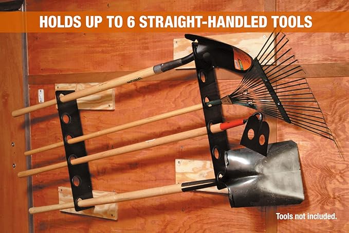 Buyers Products LT37 Hand Rack for Enclosed Landscaping Truck Trailers & Garage or Shed Walls Holds 6 Tools, Heavy Duty Steel, Made In the USA, Lawn Care Equipment, Landscape Tools