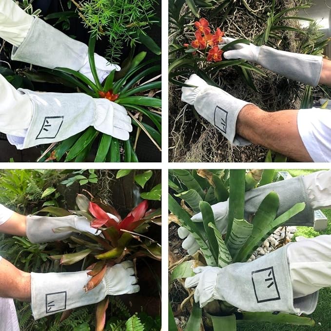 Rose Pruning Gloves Gauntlet Garden Gloves Leather Long Gardening Gloves for Women Rose Gloves Cut Proof Work Gloves White Garden Gloves for Rose Gardening Gloves Rose Bushes Ready to Plant Cowhide L