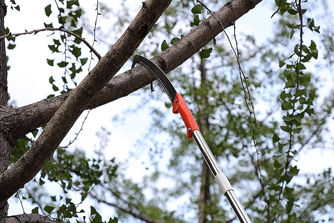HOSKO 7.5FT Pole Saw for Tree Trimming, Long Extension Pruning Saw, Blade Tree Trimmer Pole, Manual Pole Cutter for, Yard Garden and Patios Trees Branches Cutting