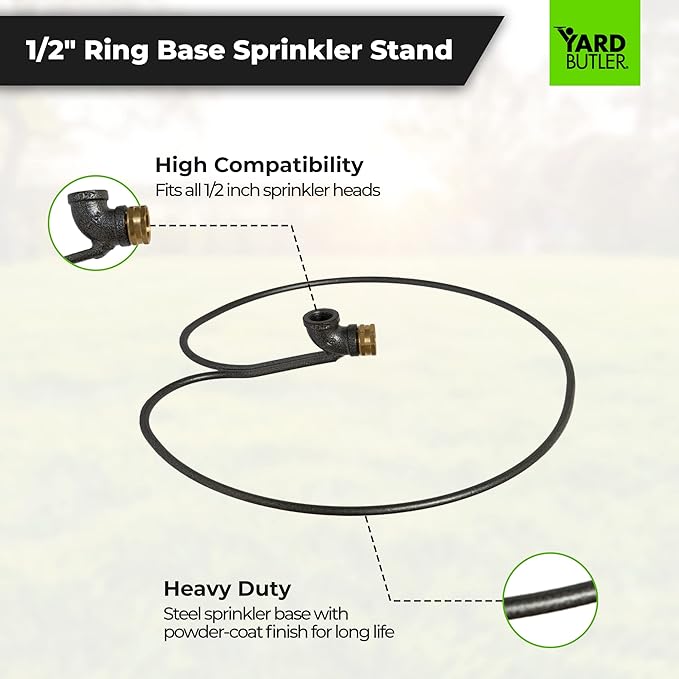 Yard Butler Ring Base Sprinkler Stand - Durable Gardening Supplies for Lawn Care - Sturdy Design for Sprinkler Stability - Water Lawn & Garden Evenly - 1/2" Head