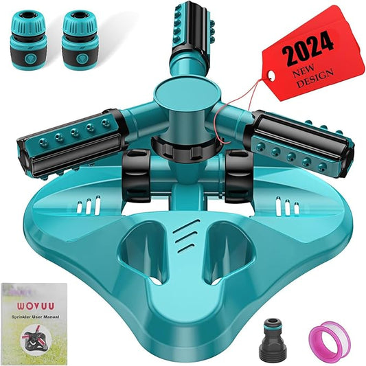 Lawn Sprinkler,Upgrade Garden Sprinkler Automatic 360 Degree Rotating Irrigation Grass Water Sprinkler System, Garden Hose Sprinkler for Yard/Built in 36 Units Angle Spray Nozzles-1Pack(Blue)