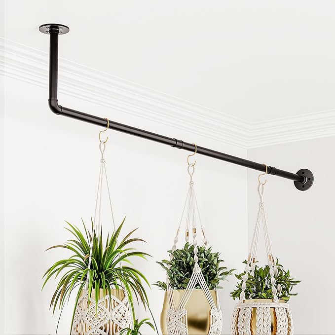 Bamworld Hanging Planters for Indoor Plants Plant Hanger Indoor Hanging Plant Holder Window Plant Shelves Metal Rod(Pot&Plant Not Included) 42in