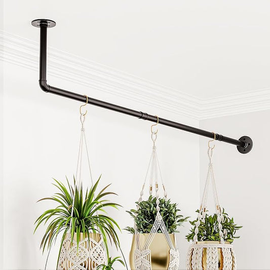 Bamworld Hanging Planters for Indoor Plants Plant Hanger Indoor Hanging Plant Holder Window Plant Shelves Metal Rod(Pot&Plant Not Included) 42in