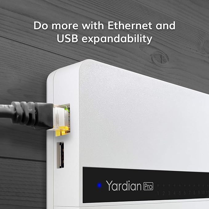 Yardian Pro Smart Sprinkler Controller 6 Zone - Control Buttons, Apple HomeKit, Alexa, Google Assistant and Home Assistant Compatible, Enhanced Wi-Fi, RJ45, Level VI Worldwide Power Supply