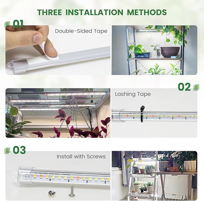LED Grow Light Strip, 180 LEDs Grow Lights for Indoor Plants Full Spectrum 3000K/6000K/660nm Sunlike Plant Light for Indoor Growing with 3 Spectrum Modes, 16 Inches