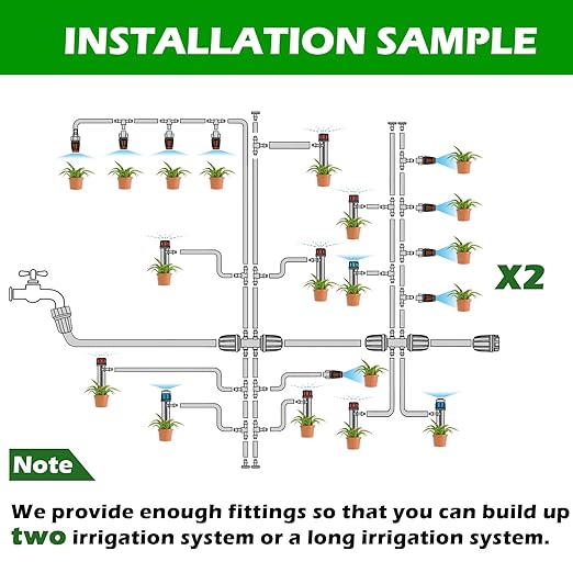 240FT Drip Irrigation System Kit, Automatic Garden Watering Misting System for Greenhouse, Yard, Lawn, Plant with 1/2 inch Hose 1/4 inch Distribution Tubing and Accessories