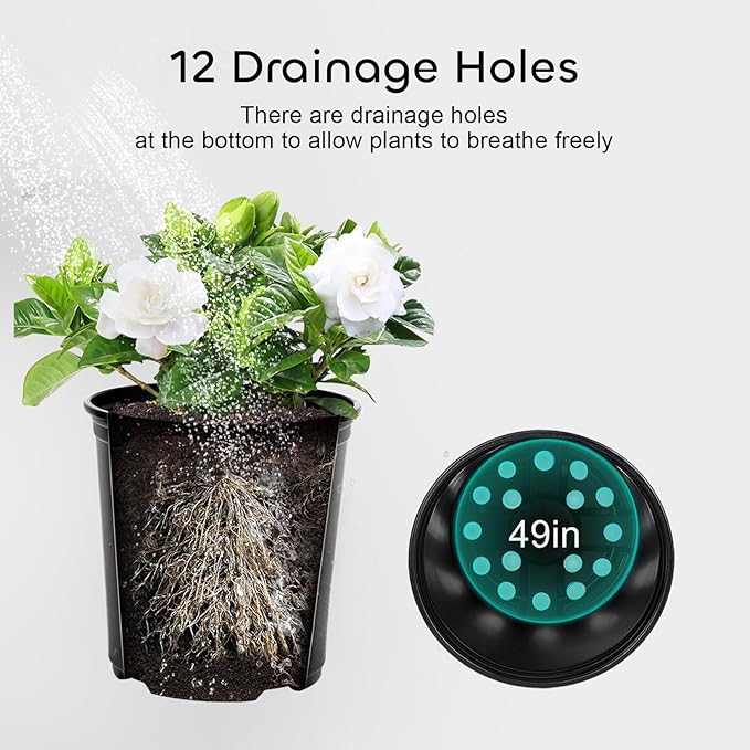 GROWNEER 48 Set 6" 1 Gallon for Plants Flexible Nursery Pot with Drainage Hole and 15 Pcs Plant Labels, Flower Plant Container for Indoor Outdoor, Seedlings, Vegetables, Succulents, Black