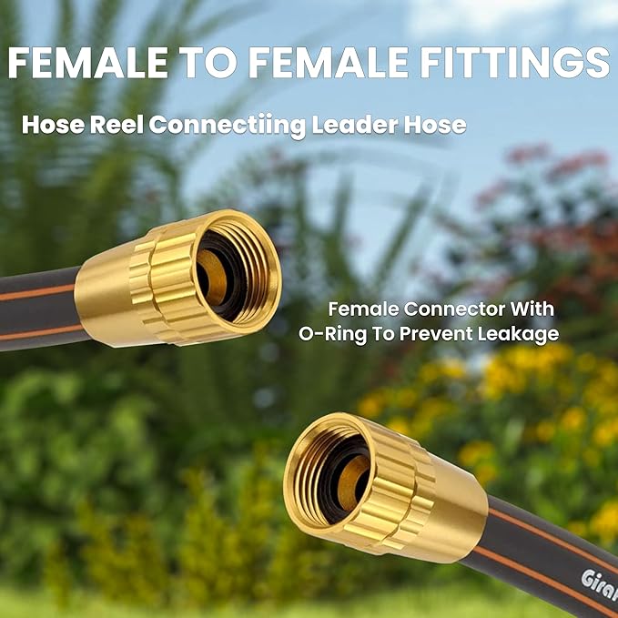 Giraffe Tools Leader Hose 10ft x 5/8", Short Water Hose Heavy Duty for Hose Reel, Lightweight, Flexible with Double Female Fittings