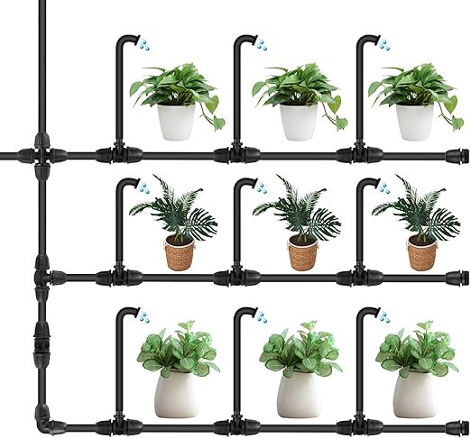Drip Irrigation Fittings for 1/4 inch Tubing (0.16" ID x 0.28" OD), 20 Pcs Anti-Drop Locked Barbed Reducing 4-Way Coupling for Drip Line Connectors