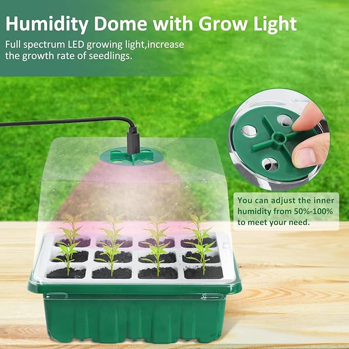 36 Cells Seed Starter Tray with Grow Light, Reusable Pop-Out Seed Starter Kit, Indoor Gardening Plant Germination Trays for Seeds Starting