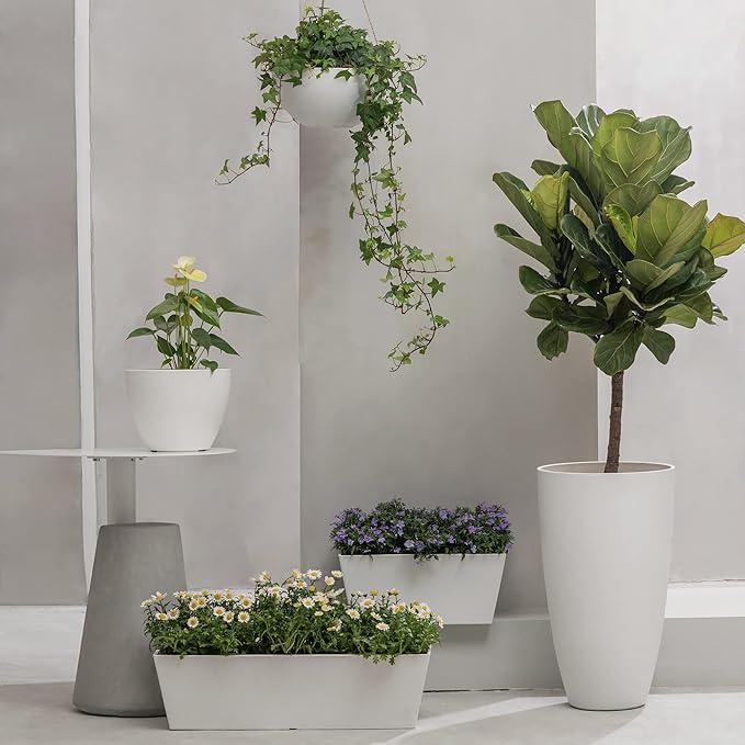 LA Jolie Muse Hanging Planter - 10 Inch Hanging Planters for Indoor Plants, Hanging Pots for Plants Indoor Outdoor, Set of 2, White