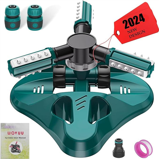 Garden Sprinkler,Upgrade Lawn Sprinkler Automatic 360 Degree Rotating Irrigation Sprinkler System, Garden Hose Sprinkler for Yard/Built in 36 Units Angle Spray Nozzles-1Pack(Green)