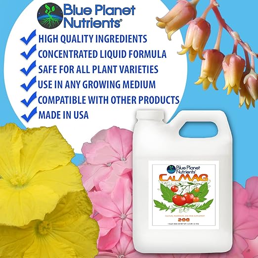 CalMag + Iron Plant Supplement (32 oz) Quart | Concentrated Calcium Magnesium Iron for All Plants & Gardens | Makes Up to 315 Gallons | Prevents & Corrects Blossom End Rot | Blue Planet Nutrients