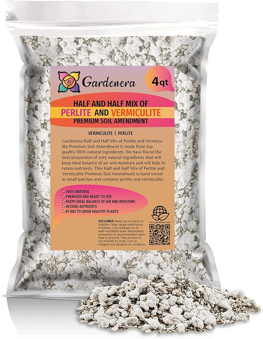 Premium Perlite and Vermiculite 50/50 Mix - Achieve The Perfect Balance of Air, Moisture, and Nutrients - 4 Quart