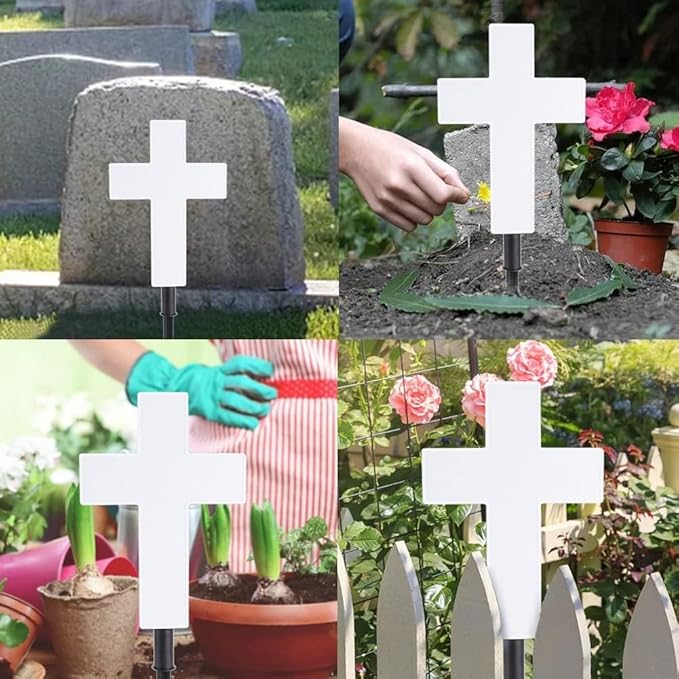 Solar Lighted Cross Grave Lighted Garden Cross Stake Decor LED Jesus Cross Light Decoration for Home Memorial Decoration,Outdoor Yard, Home, Patio