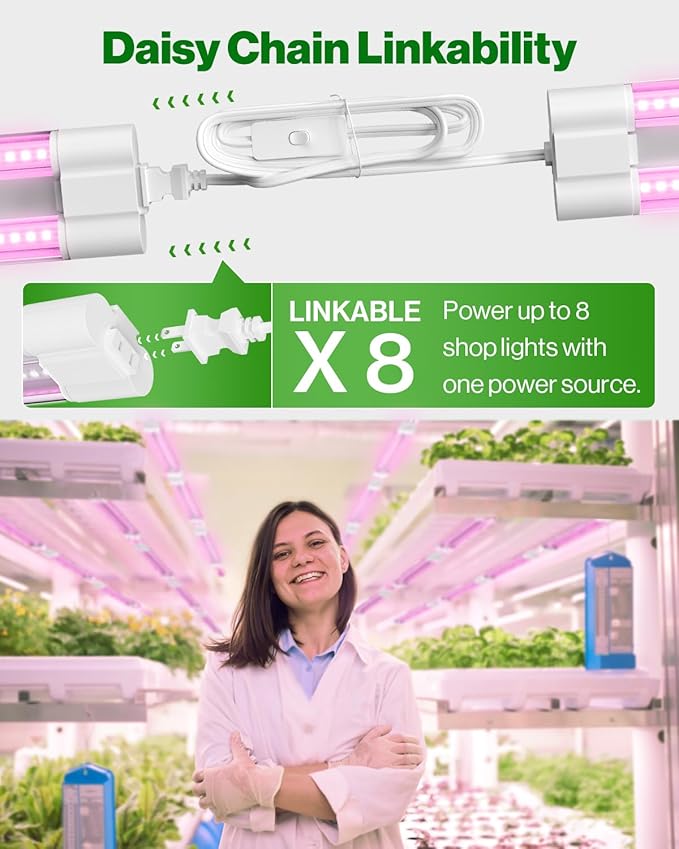 Sunco 2ft Grow Light LED, 20W, Full Spectrum, for Seed Starting, Seedling, Indoor Plants, Plug in Suspended Fixture, Link Up to 8, Inline Switch, ETL 2 Pack