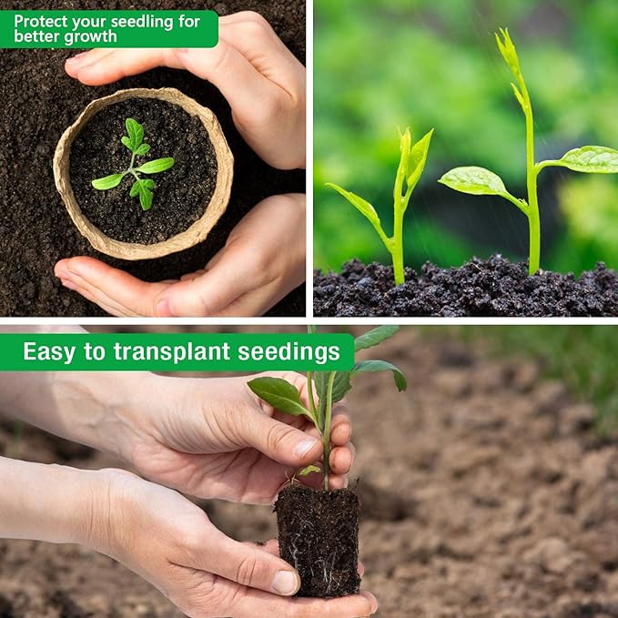 Homenote Peat Pots, 60 Pcs 3.15 Inch Seed Starting Pots with Drainage Holes Round Nursery Plants Pots with Bonus 20 Plant Lab