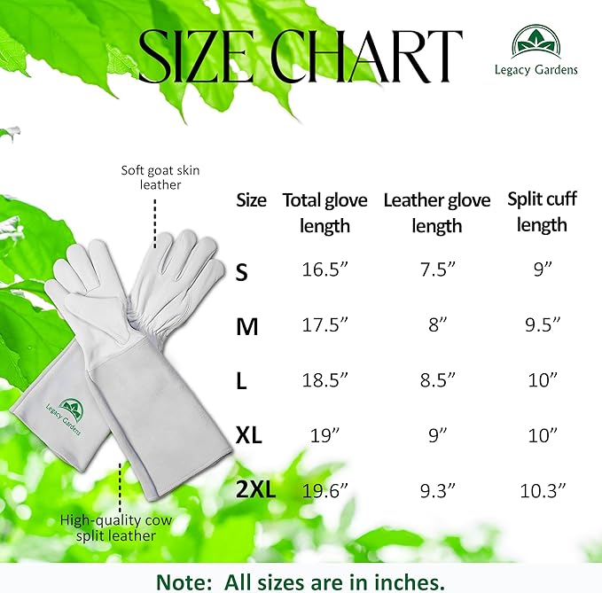 Thorn Resistant Leather Gardening Gloves for Men & Women – Long Gauntlet Rose Pruning Gloves with Forearm Protection for Pruning and Yard Work - Medium