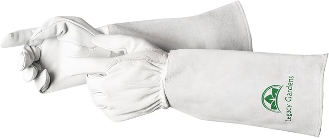 Thorn Resistant Leather Gardening Gloves for Men & Women – Long Gauntlet Rose Pruning Gloves with Forearm Protection for Pruning and Yard Work - Medium