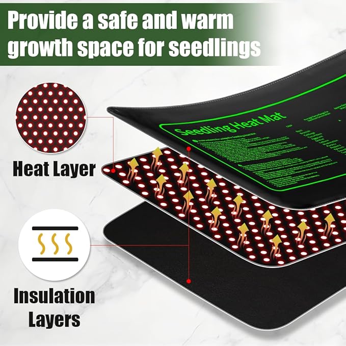 Seed Starter Kit - 10 Pack 1020 Seed Trays with 2 Seedling Heat Mats for Plants (10"x20.5"), Complete Seed Germination Kit for Indoor Gardening, Greenhouse Accessories