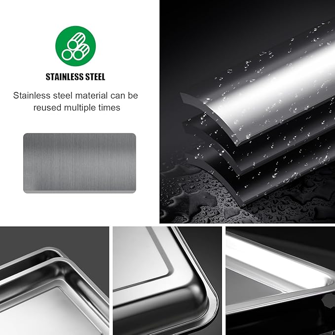 Stainless Metal Trays, Stainless Steel Seed Starter Carry Tray for Nursery Seedling Pots Water Collection Transplantation (13.56 inch×17.5 inch, 1.18" Height, 5-Pack)