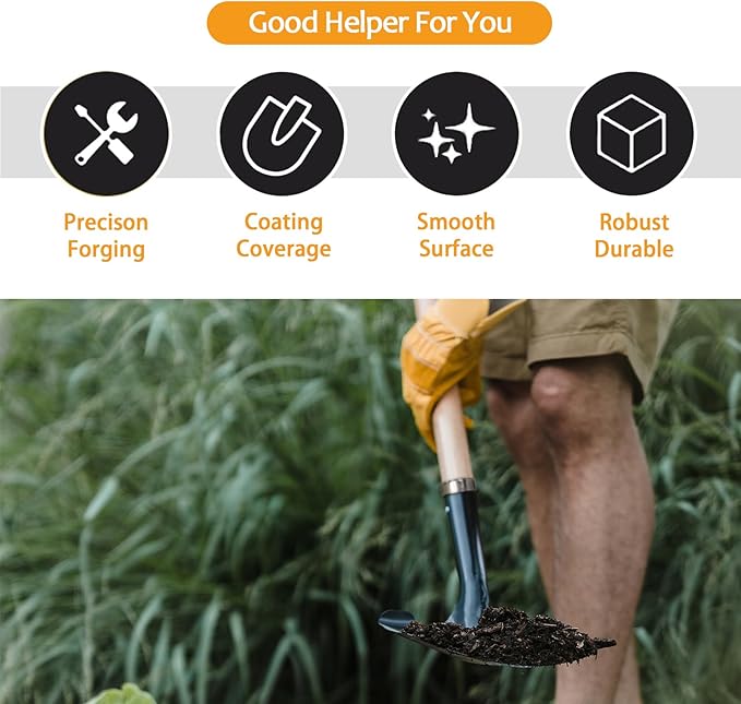 Shovels for Digging, Digging Shovel,Round Shovel,Garden Spade Shovel with D-Handle,Wood+Metal（41 inch 1Pack）