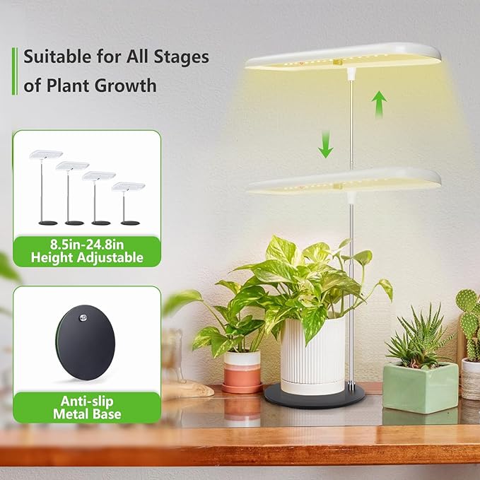 FOXGARDEN® Grow Light, Full Spectrum Desktop Grow Lamp with Base, Bright LED Plant Light with Auto On/Off Timer 4/8/12H, 4 Dimmable Brightness, Height Adjustable, Ideal for Indoor Plants, 2 Packs