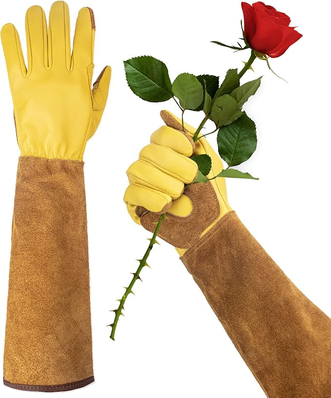 Womens Gardening Weeding Working Gloves, Leather Garden Glove for Women Thorn Proof No Stab for Digging, Planting,Pruning