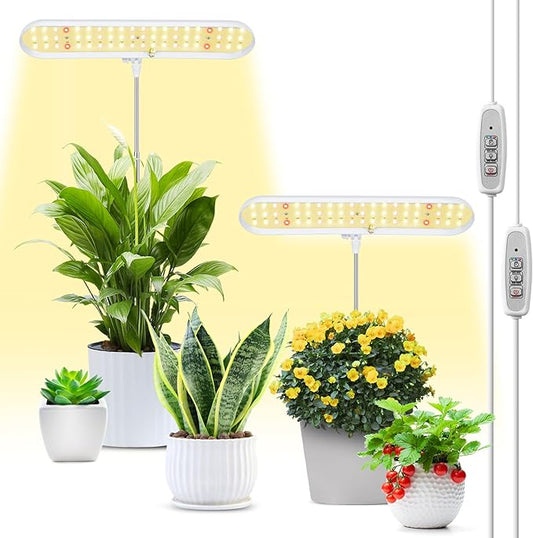 FOXGARDEN® Grow Light, Full Spectrum LED Grow Lamp, Plant Lights for Indoor，Auto Timer 4/8/12H, 4 Dimmable, Height Adjustable 8.5"-24", Growing Lights 2 Pack