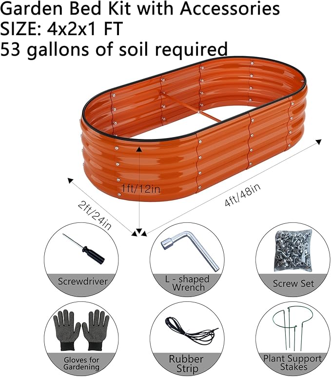Raised Beds for Gardening Raised Garden Bed Kit for Gardening Outdoor，4x2x1ft Planter Grow Garden Box Raised Flower Bed