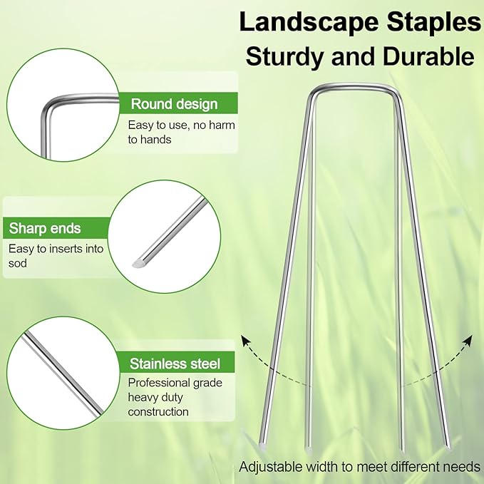 50 Pack Garden Stakes, U-Shaped Tent Stakes, Galvanized Landscape Staples, Ground Stakes, for Landscaping Securing Weed Barrier Fabric, Irrigation Tubing, Holding Fence, Tarpaulin
