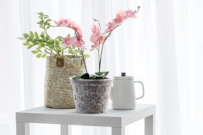 YIKUSH Orchid Pots with Holes Clear Orchid Pot Plastic Plant Pot Flower Pots Outdoor and Indoor Use 4.5 Inch 10Pack
