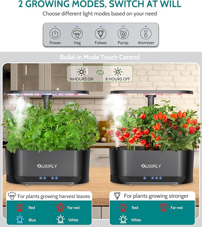 Misting 11 Pods Hydroponic Growing System Herb Garden Kit Indoor, 4L + 1.5L Large Tank Plant Germination Kit with Adjustable Height Grow Light to 18", Quiet Pump, Auto Timer, Gardening Christmas Gifts