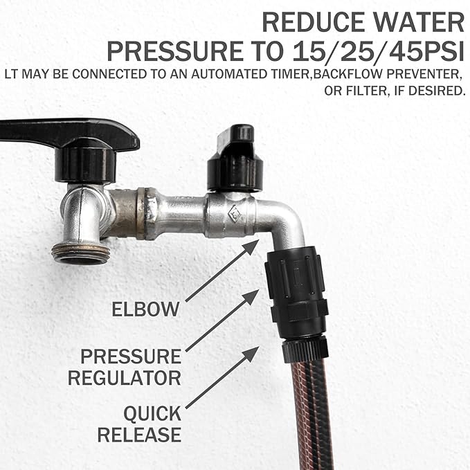 Tondiamo 3 Pcs Drip Irrigation Pressure Regulator, 3/4" Female Hose Thread x 3/4" Male Hose Thread for Drip Irrigation System Irrigation Pressure Reducer Low Flow Valve(45 PSI)
