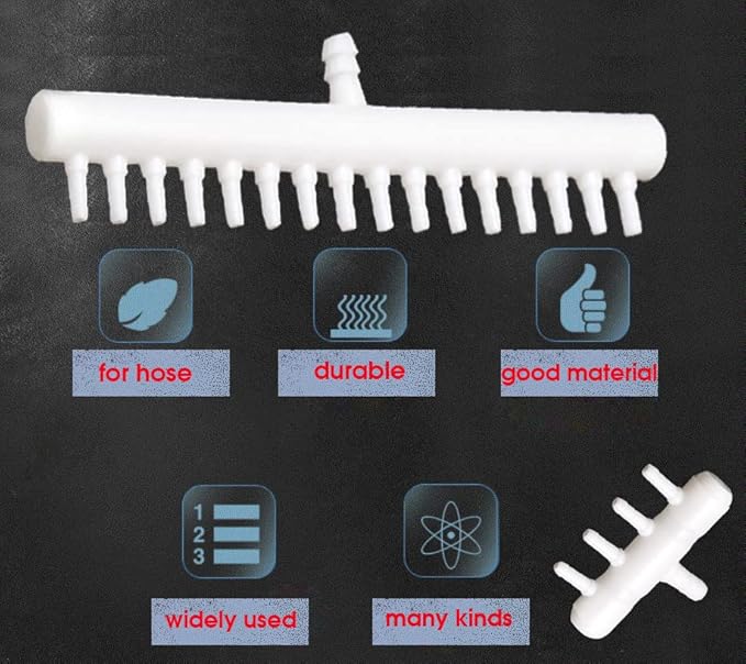Rake-shaped hose joint air discharge diverter, Plastic Barb Hose Fitting Connector, 6-Way Outlet Air Line Pump Tubing Splitter Water Flow Divider, for Aquarium Garden Agricultural Irrigation（6Pcs）