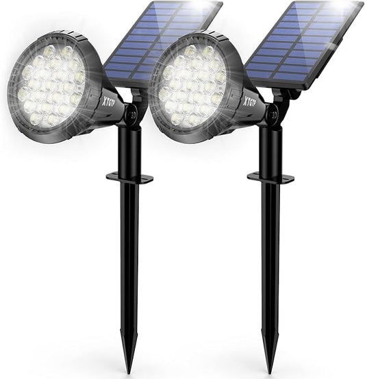 Solar Spot Lights Outdoor, 21 LEDs Solar Outdoor Lights Auto On/Off with 3 Modes, IP67 Waterproof Solar Yard Spotlight Landscape Lighting Garden Wall Lights, 2-in-1 Solar Powered Lights, 2Pack
