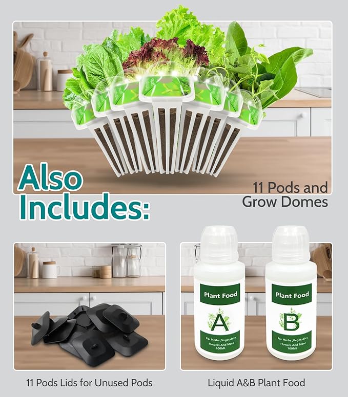 Misting 11 Pods Hydroponic Growing System Herb Garden Kit Indoor, 4L + 1.5L Large Tank Plant Germination Kit with Adjustable Height Grow Light to 18", Quiet Pump, Auto Timer, Gardening Christmas Gifts