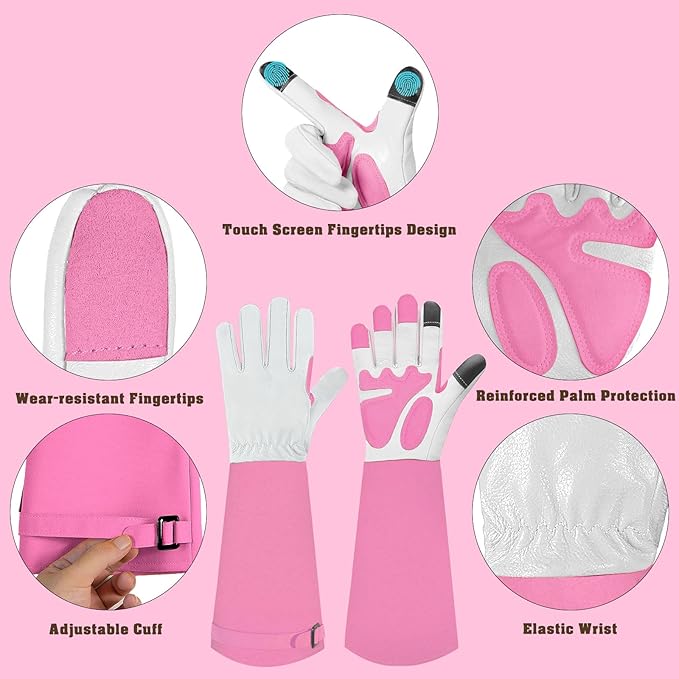 Long-Gardening-Gloves for Women/Men - Thorn Proof Rose Pruning Gloves Heavy Duty Gauntlet-S