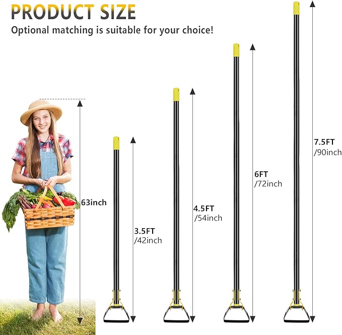 BsBsBest Scuffle Hoe Garden Tool, Stirrup Loop Hoe with 42 Inch Adjustable Long Hand, Great for Weeds in Backyard,Vegetable Garden