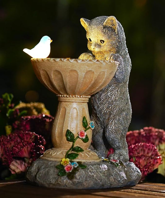 Nacome Solar Birdbath Garden Decor: Outdoor Ornaments for Outside Decoratios Yard Art Lawn Porch Patio Balcony - Birthday Gifts Choice for Women Mom Grandma Lover