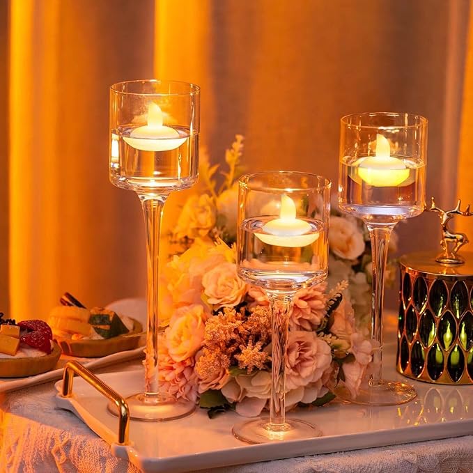 48 Pack Waterproof LED Floating Tea Lights, Flameless Flickering Battery Operated Outdoor Tealight Candles, White Water LED Votive Candles Bulk for Wedding Centerpiece Vase Halloween Decorations
