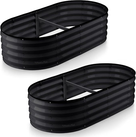 Galvanized Raised Garden Beds Outdoor // 4×2×1 ft (2-Pack) Planter Raised Beds for Gardening, Vegetables, Flowers // Large Metal Garden Box // Patented Tool-Free Design (Black)