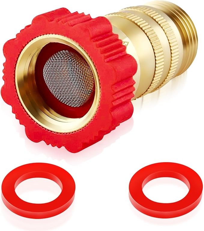 LF Brass RV Inline Water Pressure Reducer Regulator 40~50PSI - Protect RV Plumbing and Hoses from High-Pressure City Water,3/4" GHT Connector
