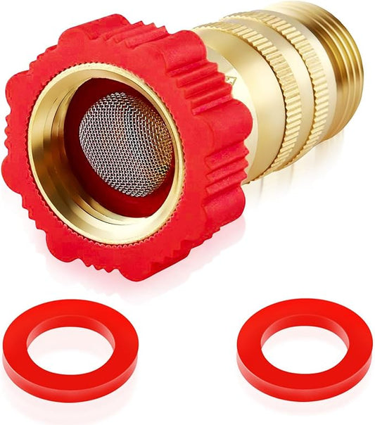 LF Brass RV Inline Water Pressure Reducer Regulator 40~50PSI - Protect RV Plumbing and Hoses from High-Pressure City Water,3/4" GHT Connector