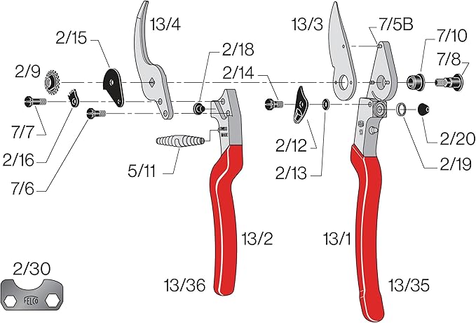Felco Pruning Shears (F 13) - High Performance Swiss Made One-Hand or Two-Hand Garden Pruner with Steel Blade