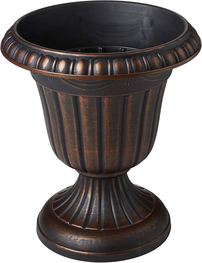 PL20CP Classic Traditional Plastic Urn Planter Indoor/Outdoor 10" x 12", Brushed Copper