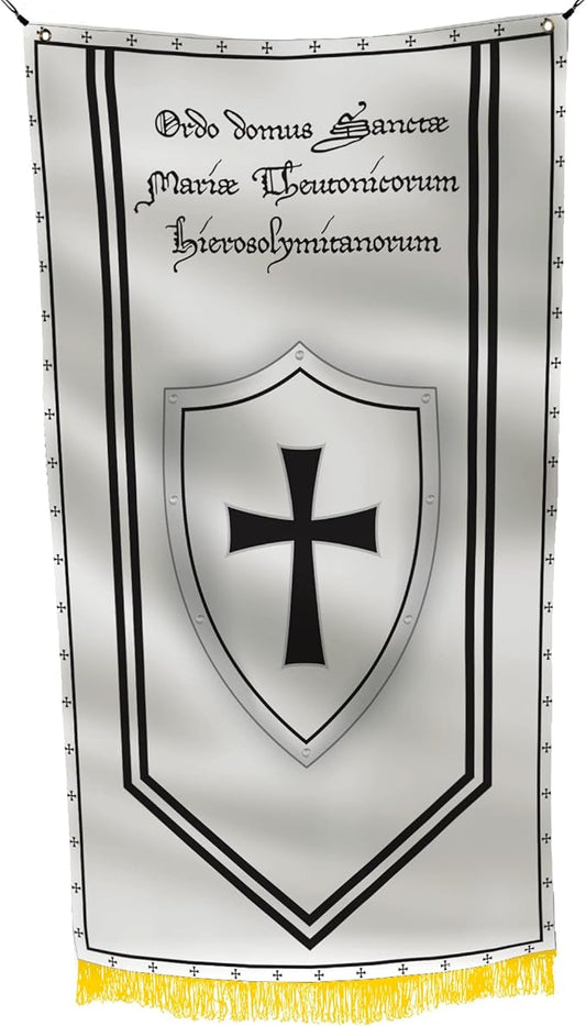 The Order of Brother of the German House of Saint Mary Jerusalem Teutonic Order 3x5" Flag Banner- Religious & Military Nature, Teutonic State in Prussia, Christian Humanitarian & Cultural Organization